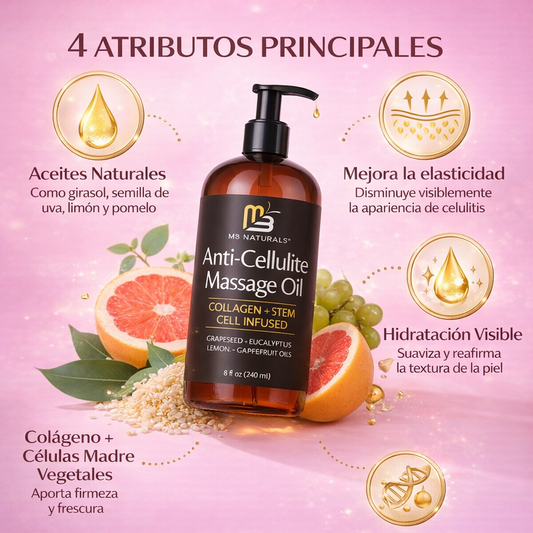 Aceite Anticelulítico M3 Naturals: Piel más firme y suave visiblemente